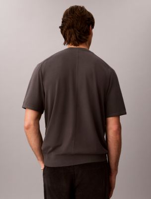 Мужской свитер Calvin Klein Tech Knit Crewneck Sweater Tee, цвет: Чёрный устричный — фото 3