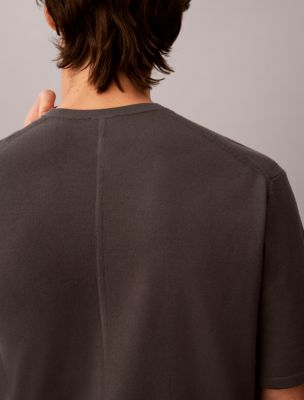 Мужской свитер Calvin Klein Tech Knit Crewneck Sweater Tee, цвет: Чёрный устричный — фото 4