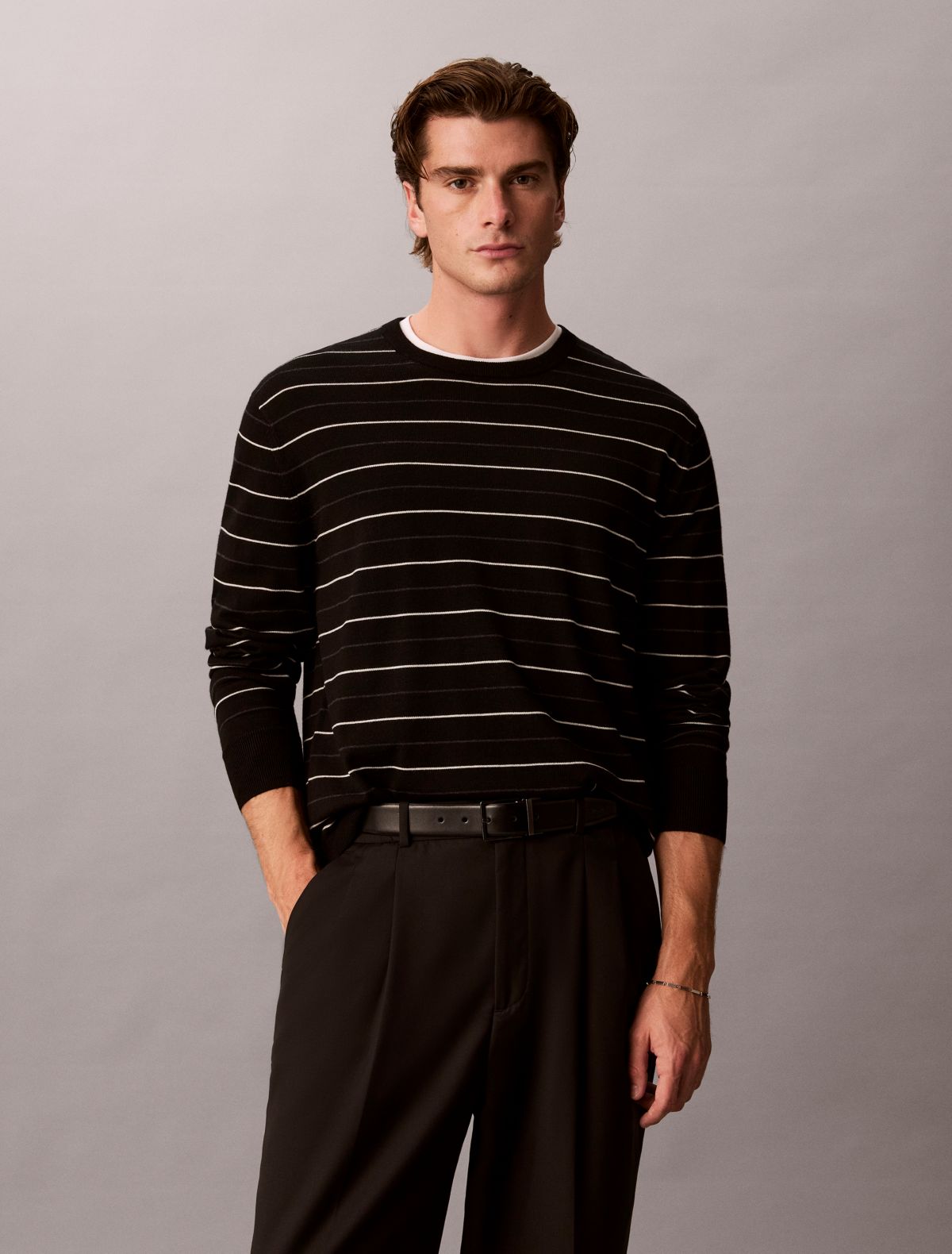 Merino Stripe Crewneck Sweater