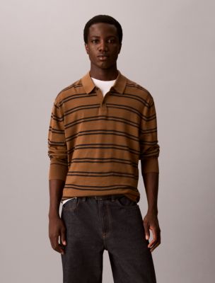 Merino Stripe Polo Sweater, Thrush