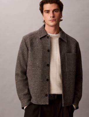 Мужской свитер Calvin Klein Merino Grid Crewneck, цвет: Снежный меланжевый — фото 5