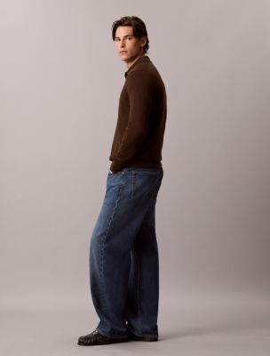 Мужской свитер-поло Calvin Klein из тонкой мериносовой шерсти с окантовкой, цвет: Коричневый — фото 4