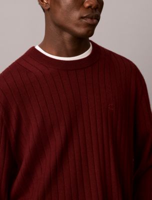 Мужской фактурный свитер Calvin Klein из смеси с мериносовой шерстью, цвет: Мерло — фото 2