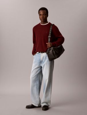 Мужской фактурный свитер Calvin Klein из смеси с мериносовой шерстью, цвет: Мерло — фото 3