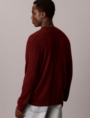 Мужской фактурный свитер Calvin Klein из смеси с мериносовой шерстью, цвет: Мерло — фото 4