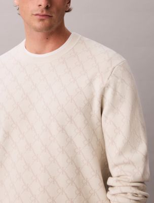 Мужской свитер Calvin Klein Tech Knit Monogram Logo Crewneck, цвет: Меловой — фото 3