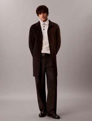 Double-Faced Wool Blend Reversible Coat, Dark Sapphire