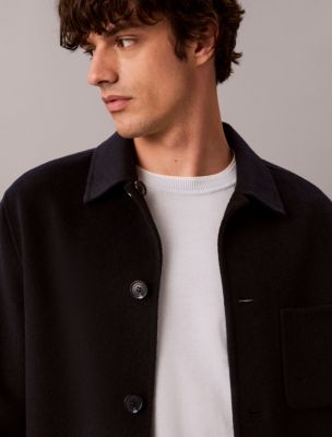 Мужская куртка Calvin Klein Double-Faced Wool Blend Reversible Chore, цвет: Тёмный сапфировый — фото 3