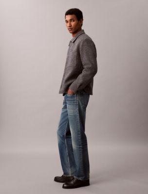 Мужская куртка Calvin Klein Melange Wool Blend Boucle Shirt Jacket, цвет: Серый меланжевый — фото 4