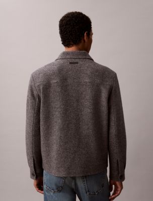Мужская куртка Calvin Klein Melange Wool Blend Boucle Shirt Jacket, цвет: Серый меланжевый — фото 6