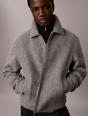 Melange Boucle Zip Jacket, Grey Heather