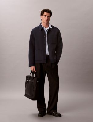 Мужская куртка Calvin Klein Double-Faced Wool Blend Chore, цвет: Синий — фото 2