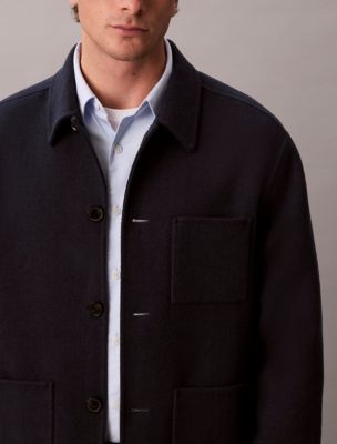 Мужская куртка Calvin Klein Double-Faced Wool Blend Chore, цвет: Синий — фото 3