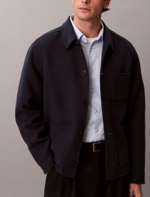Мужская куртка Calvin Klein Double-Faced Wool Blend Chore, цвет: Синий — фото 6