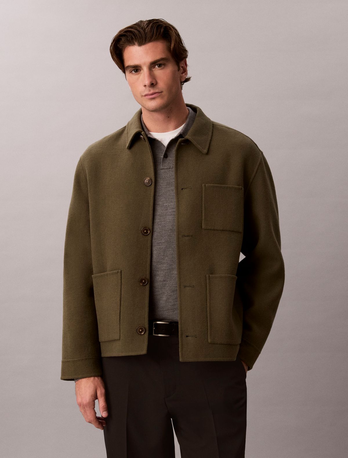 Double-Faced Wool Blend Chore Jacket