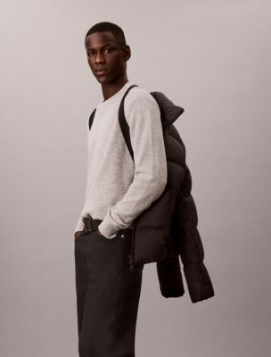 Мужская пуховая куртка Calvin Klein свободного кроя с принтом в елочку, цвет: Угольный меланжевый — фото 5