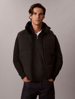 Reversible Down Puffer Vest, Black