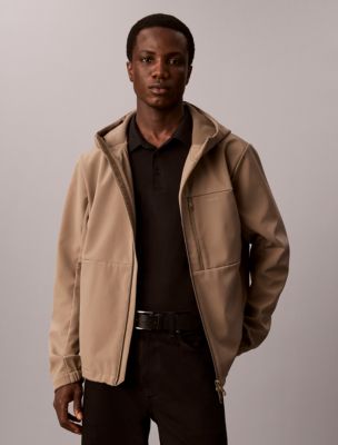 Softshell Lined Hooded Jacket, Taupe Tone