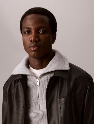 Мужской свитер Calvin Klein Cotton Wool Quarter Zip, цвет: Серый меланжевый — фото 3