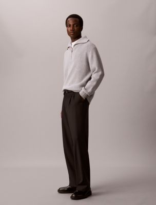 Мужской свитер Calvin Klein Cotton Wool Quarter Zip, цвет: Серый меланжевый — фото 5