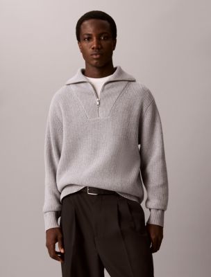 Cotton Wool Quarter Zip Sweater, Heroic Grey Heather