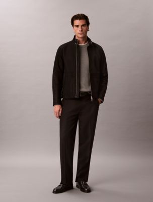 Мужская куртка Calvin Klein Suede Leather Zip, цвет: Чёрный — фото 2