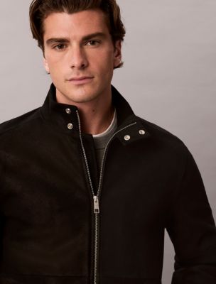 Мужская куртка Calvin Klein Suede Leather Zip, цвет: Чёрный — фото 3