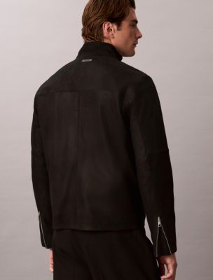 Мужская куртка Calvin Klein Suede Leather Zip, цвет: Чёрный — фото 4