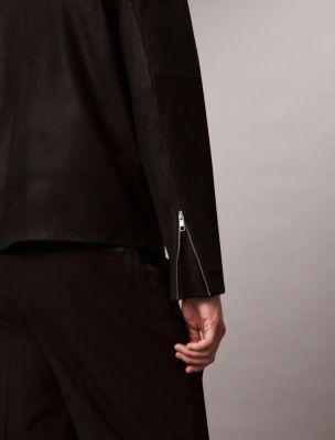 Мужская куртка Calvin Klein Suede Leather Zip, цвет: Чёрный — фото 5
