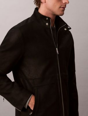 Мужская куртка Calvin Klein Suede Leather Zip, цвет: Чёрный — фото 6