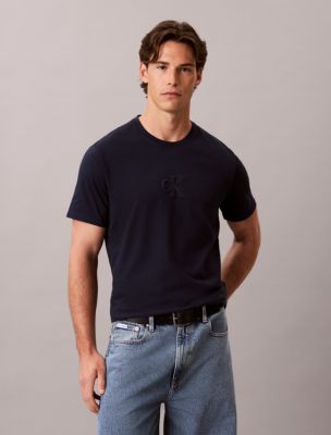 Embossed Monogram Logo Tee, Dark Sapphire