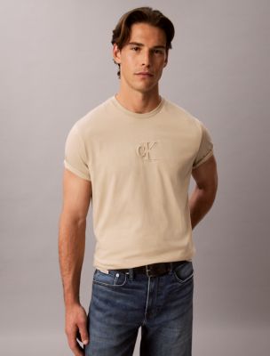 Embossed Monogram Logo Tee, White Pepper