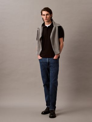 Embossed Tipped Polo Shirt, Black