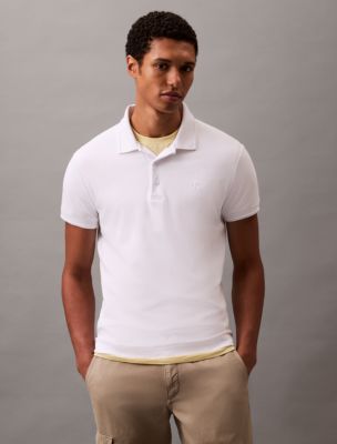 Embossed Tipped Polo Shirt, Brilliant White