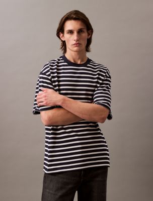 Bold Stripe Jersey Relaxed Tee, Dark Sapphire