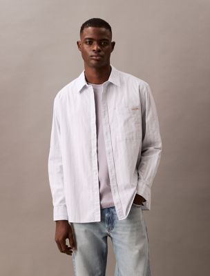 Stripe Oxford Relaxed Button-Down Shirt, Niagara Mist