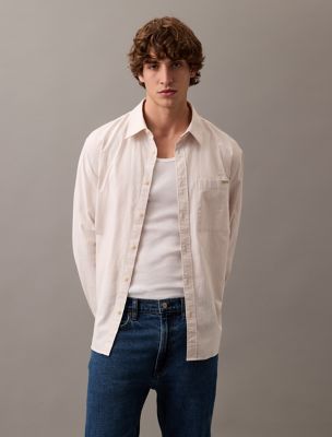 Stripe Oxford Relaxed Button-Down Shirt, Oatmeal