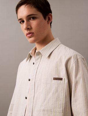 Stripe Oxford Relaxed Button-Down Shirt, Tea