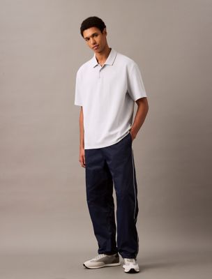 Textured Flat Rib Relaxed Polo Shirt, Gray Dawn