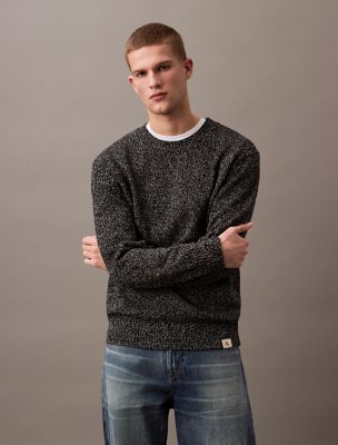 Mouline Heather Relaxed Sweater, Black