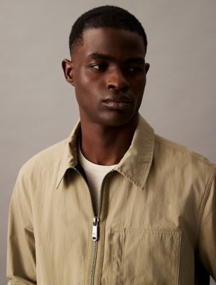 Cotton Blend Zip Classic Shirt Jacket | Calvin Klein