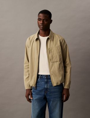 Cotton Blend Zip Classic Shirt Jacket
