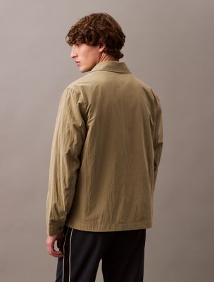 ブラック襟コンビ   ランタンスリーブオーバーサイズ black Overshirt COTTON NYLON OVERSHIRT Calvin Klein, Long