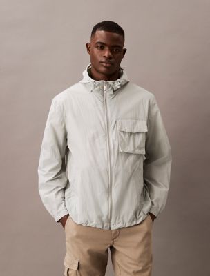 Nylon Hooded Relaxed Jacket, Puritan Gray