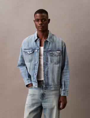 90s Selvedge Trucker Jacket, Light Blue Wave