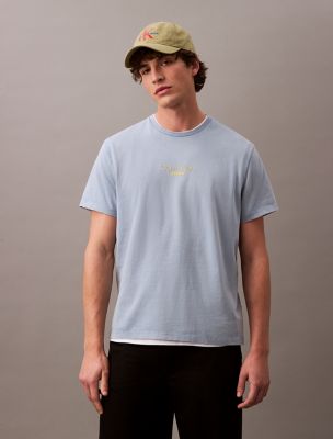 T-shirt classique à logo délavé à l’acide, denim délavé