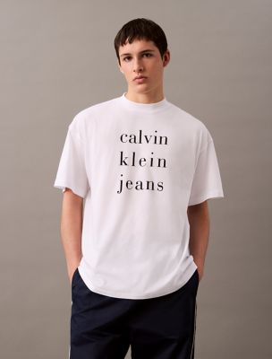 Stacked Logo Graphic Relaxed T-Shirt, Brilliant White