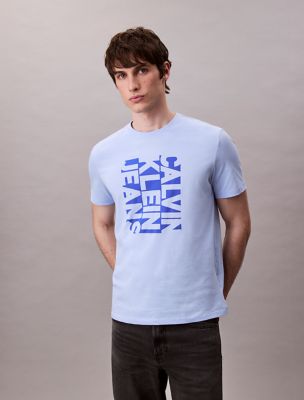 T-shirt classique à logo latéral, bleu chambray