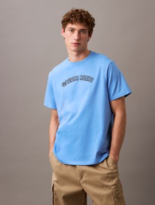 Curve Logo Graphic Classic T-Shirt, Blue Burst