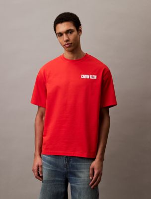 Vertical Logo Graphic Classic T-Shirt, Red Alert